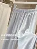 Pantalones Rectos de Pierna Ancha con Cordón de Encaje para Mujer, Estilo Perezoso de Verano, Cintura Elástica, Caída Suelta, Holgados, Casuales, Finos, Amigables con la Piel, Largos