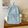 Mochila para estudante do ensino médio feminina estilo coreano versátil cor sólida bolsa de ombro dupla para estudante universitário leve grande capacidade mochila de viagem para estudante do ensino médio