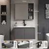 Gabinete de Baño con Esquinas RedondeadasSPC Panal de Aluminio Color Blanco Crema Combinación con Gabinete de Lavabo de Cerámica Lavamanos Lavabo