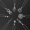 Joias Transfronteiriças Europeias e Americanas Colar de Mão com Aranha e Caveira Dark Punk Corrente de Metal Multi-Elemento Acessórios de Nicho Atacado