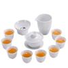 Caja de Regalo Juego de Té Kung Fu de Cerámica Hogar Oficina Porcelana Blanca de Dehua Tazón Cubierto Taza de Té Juego Completo con Logotipo Grabado
