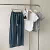 Pantalones Vaqueros Rectos Casuales Holgados Adelgazantes Perezosos de Estilo Japonés para Mujer, Cintura Elástica Elástica, Tejido Tencel, Primavera y Verano 2024