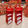 Suministro de estanterías de papel con ganchos, expositores promocionales para supermercados y tiendas departamentales, cajas de exhibición PDQ, expositores de piso de cartón corrugado