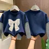 Camiseta para niña, algodón puro, a rayas, manga larga, nuevo modelo primavera y otoño 2026, camiseta básica para niñas estudiantes, top para niños