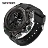Reloj Estudiante Sanda Pantalla Dual Multifuncional Despertador 2 Zonas Horarias Moda Tendencia Reloj Electrónico Resistente al Agua Luminoso Reloj de Pulsera para Hombres Mujeres