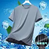 Camiseta de manga corta de malla para hombre, superventas de comercio exterior transfronterizo, adecuada para fitness y deportes en verano, versátil para exteriores, de seda de hielo, transpirable y de secado rápido