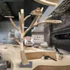 Estrutura de Escalada para Gatos com Pilares de Madeira Árvore Falsa Plataforma de Salto para Gatos Rattan Sintético Poste Arranhador para Gatos Coluna Suspensa Forma de Árvore Moedor de Garras de Árvore Arranhador para Gatos Buraco na Árvore