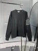 Sudadera de Cuello Redondo 25 Estilo Nuevo Patrón de Gofre de Cuatro Rayas Unisex Holgada Casual