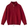 Nueva colección de otoño e invierno: Cárdigan de punto de cachemira para niños, unisex, engrosado, color liso, prenda exterior de cachemira de cuello alto con cremallera