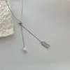 Nuevo Collar de Cadena para Clavícula Telescópico de Empuje y Extracción Cuadrado Pequeño de Perla Marca Lujo Ligero Nicho Moda Elegante Venta al por Mayor