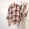 Atmosfera de alto nível Lenço Xadrez Espesso do Coringa para Menina Inverno Estilo Coreano Outono e Inverno Lenço 2024 Novo Xale Grande