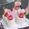 Decoración para Pastel del Día de San Valentín 2025 Cadena de Perlas Tarjeta de Amor 520 Rosa Simulada Enchufe Decorativo para Hornear