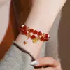 Perlas de Agua Dulce 6mm Ágata Roja Pulsera de Cuentas Citrino para Mujer Moda Doble Capa Apilable Joyería de Perlas Muy Hermosa