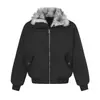 Chaqueta Corta Ares Invierno Retro Ajuste Limpio para Montaña con Cuello de Piel con Capucha Abrigo de Algodón Engrosado para Hombre