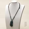 Collar de esmeralda con cuentas de color verde aceite, colgante de ágata de jade Yu Pei Hetian, cordón ajustable para el cuello tejido a mano.