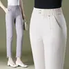 9251 Pantalones Casuales de Nueve Puntos Seda Helada y Cáñamo Pantalones de Mujer de Mediana Edad Verano Nueve Puntos Talla Grande Más Fertilizante Aumento Ortografía Más Suministro