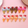 Juguete de Comida para Helado de Cono de Fresa DIY Bolsa de Resina Cadena para Teléfono Móvil Colgante Colgante Accesorios para Llavero Bolsa de Materiales