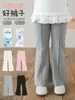 Pantalones casuales de punto de color liso Wulib para niñas, colección primavera y otoño 2026, lindos y elegantes, favorecedores y adelgazantes, versátiles pantalones de campana