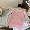 Gran Venta No Reembolsable y No Intercambiable [Pedido por Racionalidad] Top de Tirantes Tejido para Niñas + Pantalones Acampanados + Camiseta Básica Estampada con Dibujos Animados