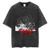 Camiseta Oversize de Algodão Masculina Vintage com Estampa de Anime Japonês Streetwear