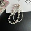 Nueva Cadena de Muñeca para Teléfono Móvil de Aleación de Cristal Ins con Colgante de Caballo Perla Lanyard Elegante para Bolso Doble Capa Exquisita