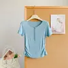 Camisa Leve de Seda Lyocell com Pregas e Manga Curta para Mulheres, Emagrecimento e Valorização, com Cintura Plissada, Versátil, Ombro Regular, Top Casual