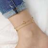 Acero de Titanio Color Sin Desgaste Chapado en Oro de 18K Tobillera de Mariposa para Mujer Color Sin Desgaste Estilo Frío Estilo Mori Simple Celebridad de Internet Tendencia