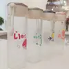 Taza de Agua de Vidrio de Borosilicato Escarchado con Grietas de Hielo de Dibujos Animados para Estudiantes Taza de Agua Sellada a Prueba de Fugas Regalo Lema Lindo