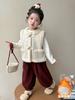 Traje de Forro Polar para Niñas Otoño e Invierno 2025 Nuevo Estilo Coreano Chaleco para Bebé Niña Traje de Invierno de Tres Piezas Pantalones Casuales para Niños Moderno