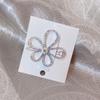 Grampo de Cabelo Flor de Strass com Diamantes Brilhantes Laterais e Pérolas, Estilo Dongdaemun Coreano, Presilha de Cabelo para Menina Estudante Celebridade da Internet, Acessório de Cabelo com Presilha Lateral