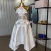Roupas Femininas Transfronteiriças Europeias e Americanas Verão 2025 Novo Sexy Elegante Decoração de Borboleta Cintura Alta Decote Halter Vestido Assimétrico