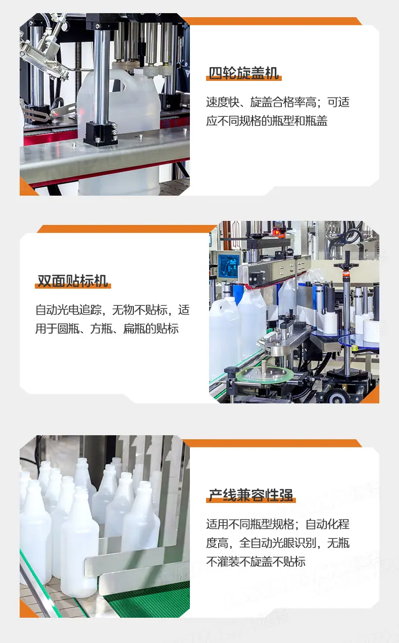6头齿轮泵灌装线(皮带进料+6头齿轮泵灌装机+提升上盖机+4