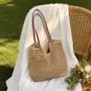 Bolsa de Palha Trançada Estilo Novo 2026, Bolsa Trançada Artesanal Artística, Bolsa Casual Feminina de Fio de Algodão, Bolsa de Ombro para Férias na Praia, Bolsa Tote
