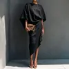 Ropa europea y americana para mujer transfronteriza, nuevo vestido de otoño 2026, vestido elegante de color liso, moderno y plisado