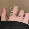 Anillo Abierto Brillante de Circonita de Doble Punta para Mujer, Lujo Ligero, Gama Alta, Anillo Exquisito para el Nudillo, Anillo Versátil de Nicho Apilable para el Dedo Índice