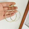 Pendientes Circulares Geométricos de Moda Transfronterizos Simples para Mujer, Pendientes de Botón Doble Redondo Versátiles de Metal, Tendencia Ins Nicho