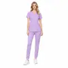 72% Fibra de Poliéster + 21% Rayón + 7% Spandex Elástico Secado Rápido Traje Quirúrgico Bata Quirúrgica Uniforme de Enfermería Set para Mujer