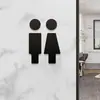 Letrero acrílico para puerta de baño de hombres y mujeres, placa de puerta personalizada para inodoro, letrero de baño, letrero, pegamento trasero