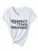 Respeta a tu Madre Europeo Americano Cuello en V Capa Base Amazon Transfronterizo ebay Letra Holgado Manga Corta