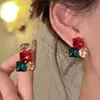 Brincos de Cristal Geométricos Coloridos da Moda para Mulheres Exquisitos Retrô Versáteis Doces Brincos de Tarraxa Design Étnico Brincos de Orelha