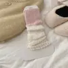 Meias quentes com blocos de cor para outono e inverno para mulheres, com renda e listras verticais, tricotadas e no estilo Lolita JK japonês