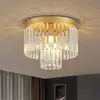 Luminária de teto de cristal de luxo leve estilo italiano para varanda de sala de estar, luz de cristal minimalista moderna para quarto e escritório