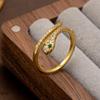Anel de cobra verde com diamantes estilo coreano, feminino, fofo, inteligente, abertura, vida, ano, luz, luxo, pulseira, anel de alta qualidade para mulheres