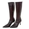 2026 Botas Altas Largas Nuevas, Punta Redonda, Botas Hasta la Rodilla, Botas Delgadas Adelgazantes para Mujer, Tacón Fino, Cremallera Trasera, Tacón Alto, Otoño