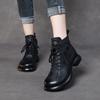 [99 Yuan] Botas Curtas de Couro Genuíno, Botas Chelsea, Sola Grossa de Couro Bovino Marrom, Botas Femininas Retrô, Casuais e Versáteis com Salto Grosso