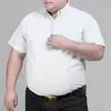 Camisa Masculina de Manga Curta Plus Size Transfronteiriça para Gordo Verão 2023 Cor Sólida Casual para Trabalho e Dia a Dia Meia-idade