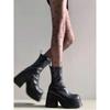 Botas Martin con Plataforma para Mujer 2025 Otoño Nuevas Botas de Montar Cortas hasta Media Pantorrilla con Tacones Gruesos