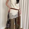 Cinturón de Estilo Étnico de Gama Alta Versátil para Mujer, Cuerda para la Cintura con Borde de Hebilla Estilo Western Retro, Accesorios de Cintura para Combinar con Vestido, Moderno