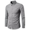 Camisa de Exportación Transfronteriza 2025 Moda para Hombre Slim Color Sólido Manga Larga Negocios Solapa Camisa Talla Grande Camisa de Hombre