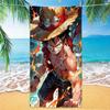 Toalla de Playa Popular de Amazon Transfronteriza One Piece Dibujos Animados Anime Toalla de Baño Microfibra Toalla de Secado Rápido